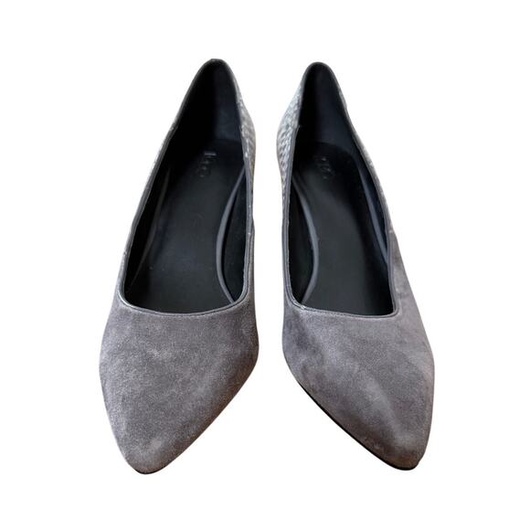 Revolve x LOGO 10 Vintage y2k Suede and Snakeskin Leather Pumps Cone Heel Gray - Picture 2 of 6